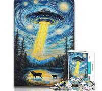 Puzzle per adulti Night Sky UFO Jigsaw Puzzle 1000 pezzi per adulti gioco educativo per compleanno Natale per età 14+ (26x38cm)