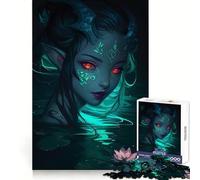 Puzzle per adulti "Ninfa acquatica mistica con occhi luminosi" da 1000 pezzi, gioco di abilità mentale, assemblaggio lento e divertente, regalo perfetto (38x52cm)