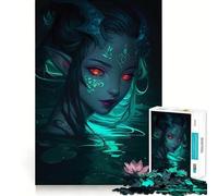 Puzzle per adulti "Ninfa acquatica mistica con occhi luminosi" da 1000 pezzi, gioco di logica stimolante, rilassante, con bordi trasparenti, regalo artistico (50x75cm)