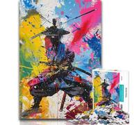 Puzzle per adulti Ninja Samurai dipinto a olio Puzzle per adulti 1000 pezzi, attività divertente per la casa, giocattoli per i giorni di pioggia, regali di compleanno 26x38cm