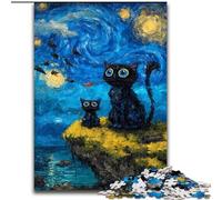 Puzzle per adulti "Notturno Cielo" con il gatto di Van Gogh, 1000 pezzi, modello da assemblare, ideale come regalo per tutta la famiglia, adatto per bambini di età compresa tra 26 e 38cm