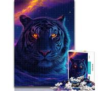 Puzzle per adulti Occhi di tigre neri che brillano contro Puzzle per adulti 1000 pezzi Difficile, Arte a carboncino Vacanza Tempo libero per la decorazione della casa 50x75cm