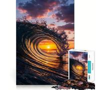 Puzzle per adulti "Onda dell'oceano al tramonto" da 1000 pezzi, ideale per rafforzare la memoria e il legame familiare, con bordi netti, perfetto come regalo di compleanno (38x26cm)