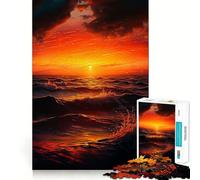 Puzzle per adulti "Onde al tramonto sull'oceano",1000 pezzi,gioco di logica,regalo,taglio di precisione,rilassante attività di gruppo al chiuso (38x26cm)