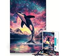 Puzzle per adulti "Orca che salta tra le stelle", 1000 pezzi, gioco di logica fine, relax, bordi netti, opera d'arte (38x52cm)