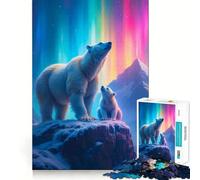 Puzzle per adulti "Orsi polari sotto l'aurora boreale" da 1000 pezzi, gioco per allenare la mente, rilassante, da assemblare, artistico, regalo (38x26cm)