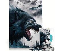 Puzzle per adulti "Paesaggio di montagna con lupo",1000 pezzi,gioco stimolante per la mente,taglio laser di alta qualità,rilassante attività di gruppo al chiuso (38x26cm)