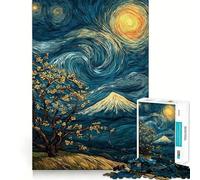 Puzzle per adulti "Paesaggio notturno stellato con Monte Fuji", 1000 pezzi, Smart Reason Toy Group, con bordi lisci, opera d'arte 38x52cm