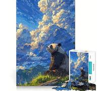 Puzzle per adulti "Panda che guarda le nuvole" da 1000 pezzi, gioco di logica, antistress, bordi trasparenti, regalo di alta qualità (38x26cm)