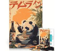 Puzzle per adulti "Panda che mangia ramen con le bacchette", 1000 pezzi, per rafforzare la memoria e il legame familiare, con bordi netti, ideale come regalo di compleanno (38x26cm)