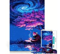 Puzzle per adulti "Panda rosso che beve il tè sotto un cielo galattico" da 1000 pezzi, gioco di logica antistress, taglio di precisione, regalo per le festività (38x26cm)
