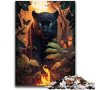Puzzle per adulti Pantera nera infuocata Aiuta il cervello a esercitare Giocattoli avvincenti per coltivare la pazienza Adatto alle coppie 26x38cm