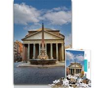 Puzzle per adulti Pantheon Roma Italia Poster 1000 pezzi, difficile da completare ma divertente e umoristico con poster abbinato e foglio di quiz 50x75cm