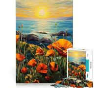 Puzzle per adulti "Papaveri e Oceano" da 1000 pezzi, gioco per allenare la mente, attività rilassante, assemblaggio di immagini, regalo artistico (50x75cm)