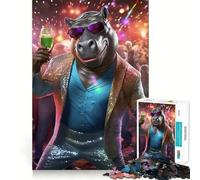 Puzzle per adulti Party Hippo da 1000 pezzi, gioco per l'esercizio mentale, rilassante, da assemblare, (50x75cm)
