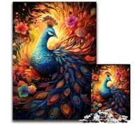 Puzzle per adulti Pavone tra i fiori 1000 pezzi puzzle impegnativi ideali per gli innamorati Capodanno e San Valentino 1000 pezzi (38x26 cm).