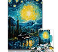Puzzle per adulti "Piano sotto il cielo notturno", 1000 pezzi, aiuta il cervello a esercitare i giocattoli avvincenti per coltivare la pazienza, un'opera d'arte, 38x26cm