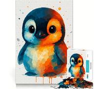Puzzle per adulti "Pinguino ad acquerello" da 1000 pezzi,gioco mentale divertente con tecnologia di taglio laser avanzata,sfida divertente per passare il tempo (38x52cm)