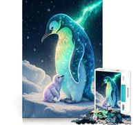 Puzzle per adulti "Pinguino e pulcino in un paesaggio innevato", 1000 pezzi, gioco di intelligenza e rilassante, decorazione murale di alta qualità (38x26cm)