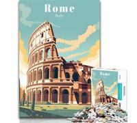 Puzzle per adulti, poster di viaggio di Roma, Italia, 1000 pezzi, con pezzi completamente interconnessi e di forma casuale, per ragazzi dai 14 anni in su, 75x50cm