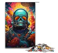 Puzzle per adulti psichedelia colorata con scheletri in tute spaziali puzzle in legno da 1000 pezzi per bambini dai 12 anni in su decorazione per la casa 1000 pezzi (38x26 cm)