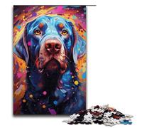 Puzzle per adulti psichedelici colorati con cani al neon 1000 pezzi puzzle in legno per bambini dai 12 anni in su decorazione per la casa 1000 pezzi (75x50 cm)