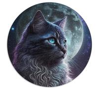 Puzzle per adulti Purple Moon Cat, 1000 pezzi, puzzle rotondo per adulti, relax e sfida, arte decorativa colorata per la casa, amici (dimensioni 67,5x67,5 cm).