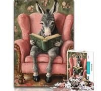 Puzzle per adulti puzzle con asino che legge 1000 pezzi antistress sfida difficile decorazioni e regali unici per la casa (26x38cm)