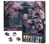 Puzzle per adulti - Puzzle con fiori di ciliegio da 1000 pezzi, arte tempiale, puzzle familiare difficile e stimolante con fiori (70 x 50 cm), decorazione per la casa unica