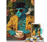 Puzzle per adulti puzzle con leopardo alla moda 1000 pezzi per adulti e adolescenti collezione di artisti belle arti per età dai 14 anni in su (26x38cm)