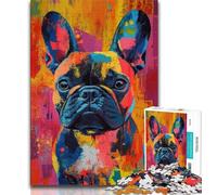 Puzzle per adulti puzzle con pittura a olio di bulldog francese 1000 pezzi regali per adulti giocattoli per l'intrattenimento della famiglia ideali come regalo per tutta la famiglia (26x38cm)