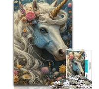 Puzzle per adulti puzzle con unicorni e fiori 1000 pezzi regali per adolescenti idea regalo di compleanno per adulti gioco per famiglie e hobby (26x38cm)