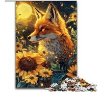 Puzzle per adulti, puzzle da 1000 pezzi a forma di girasole e volpe per adulti, perfetti per il divertimento in famiglia durante le vacanze e per serate di gioco interattive (dimensioni 26x38cm)