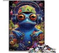 Puzzle per adulti, puzzle da 1000 pezzi a forma di rana con musica psichedelica, in legno, ideale per il divertimento in famiglia, regalo perfetto per feste e compleanni, 1000 pezzi(50x75cm)