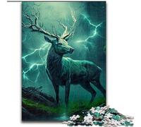 Puzzle per adulti, puzzle da 1000 pezzi "Cervo incantato nella tempesta" per adulti, dimensioni 50x75cm, attività per famiglie, decorazioni fai da te per la casa, regalo per le feste.