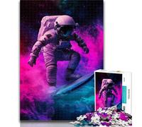 Puzzle per adulti, puzzle da 1000 pezzi con astronauta e surf nello spazio, antistress, sfida difficile, decorazioni e regali unici per la casa, 26x38cm