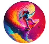 Puzzle per adulti, puzzle da 1000 pezzi con astronauti che fanno surf, ideali per il divertimento in famiglia, il relax e come regalo per le feste, 67,5x67,5 cm.