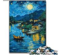 Puzzle per adulti, puzzle da 1000 pezzi con barca nel cielo notturno, 50x75cm, attività per famiglie, decorazioni fai da te per la casa, regalo per le feste