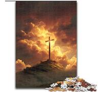 Puzzle per adulti, puzzle da 1000 pezzi con croce al tramonto, gioco interattivo per famiglie, regalo fai da te per la decorazione della casa dimensioni 50x75cm