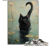 Puzzle per adulti, puzzle da 1000 pezzi con gatto nello stagno per adolescenti, giochi educativi per la famiglia, regalo per la decorazione della casa dimensioni 50x75cm