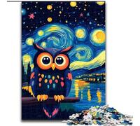 Puzzle per adulti, puzzle da 1000 pezzi con gufo e cielo notturno di Van Gogh per il divertimento in famiglia, perfetto per le vacanze, serate di gioco interattive 50X75CM