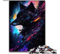 Puzzle per adulti, puzzle da 1000 pezzi con ritratto di volpe nera per adolescenti e famiglie, perfetto come decorazione fai da te e come sfida per il cervello (dimensioni: 26x38cm)