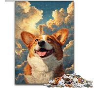 Puzzle per adulti, puzzle da 1000 pezzi Corgi in the Cloud in legno, familiari e amici, sfida rompicapo, dimensioni 50X75cm