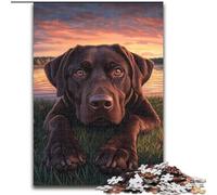 Puzzle per adulti, puzzle da 1000 pezzi del Labrador della prateria in legno, relax e sfida, arte decorativa colorata per la casa, amici, dimensioni 50X75cm