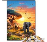 Puzzle per adulti, puzzle da 1000 pezzi di animali africani in legno, gioco di attività per famiglie per adolescenti, regalo fai da te per la casa, rompicapo, 1000 pezzi(50x75cm)