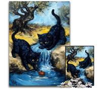 Puzzle per adulti, puzzle da 1000 pezzi, due gatti neri, puzzle in legno, giocattoli, regalo educativo, intellettuale, decompressione, divertente, gioco per famiglie, 50x75cm