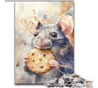 Puzzle per adulti, puzzle da 1000 pezzi in legno raffigurante un topo che mangia biscotti, relax e sfida, decorazione colorata per la casa, amici, dimensioni 50X75cm