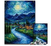 Puzzle per adulti, puzzle da 1000 pezzi, Notte stellata di Van Gogh, puzzle in legno, divertimento per la famiglia, opera d'arte decorativa fai da te, 50x75cm