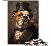 Puzzle per adulti, puzzle da 1000 pezzi raffigurante un bulldog gentiluomo, perfetto per il divertimento in famiglia a Natale, Ringraziamento, compleanni e Pasqua, 50x75cm