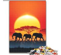Puzzle per adulti, puzzle da 1000 pezzi raffigurante un elefante al tramonto, 50x75cm, gioco rompicapo interattivo per famiglie, adatto dai 14 anni in su